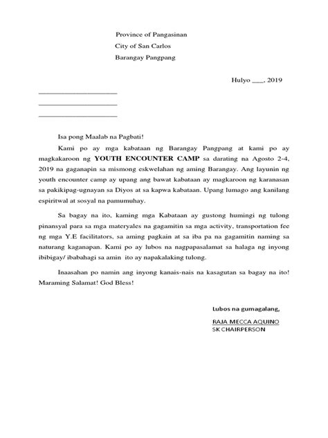 Example of Solicitation Letter Filipino .